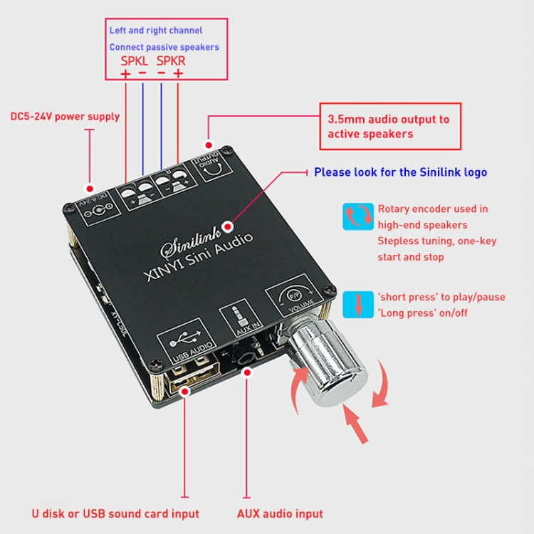 50W MP3 Stereo Audio Digital Power Amplifier Board Bluetooth Amplifier Module, without Shell - Consumer Electronics by buy2fix | Online Shopping UK | buy2fix