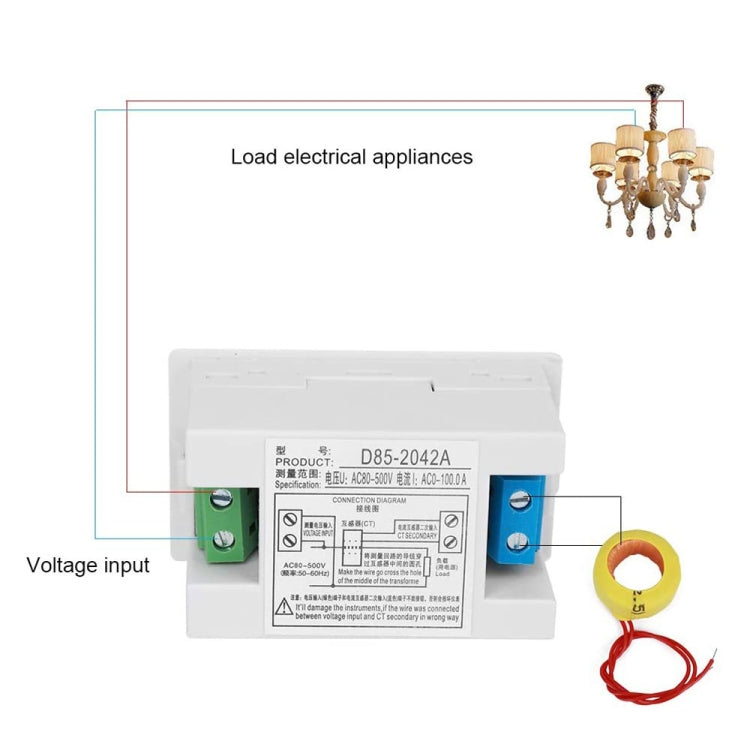 D85-2042A 110V 220V 380V 100A Digital AC Voltmeter Ammeter Current Amps Volt Meter LCD Panel Monitor (White) - Consumer Electronics by buy2fix | Online Shopping UK | buy2fix