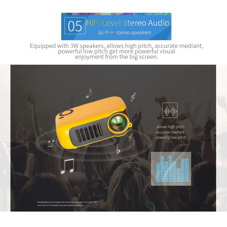 A2000 Portable Projector 800 Lumen LCD Home Theater Video Projector, Support 1080P, EU Plug (Black) - Consumer Electronics by buy2fix | Online Shopping UK | buy2fix