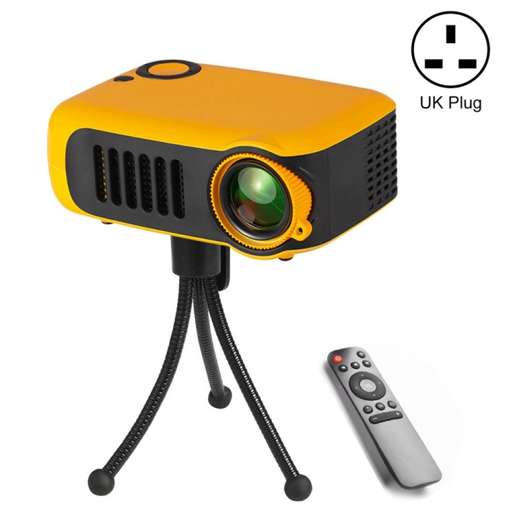 A2000 Portable Projector 800 Lumen LCD Home Theater Video Projector, Support 1080P, UK Plug (Yellow) - Consumer Electronics by buy2fix | Online Shopping UK | buy2fix