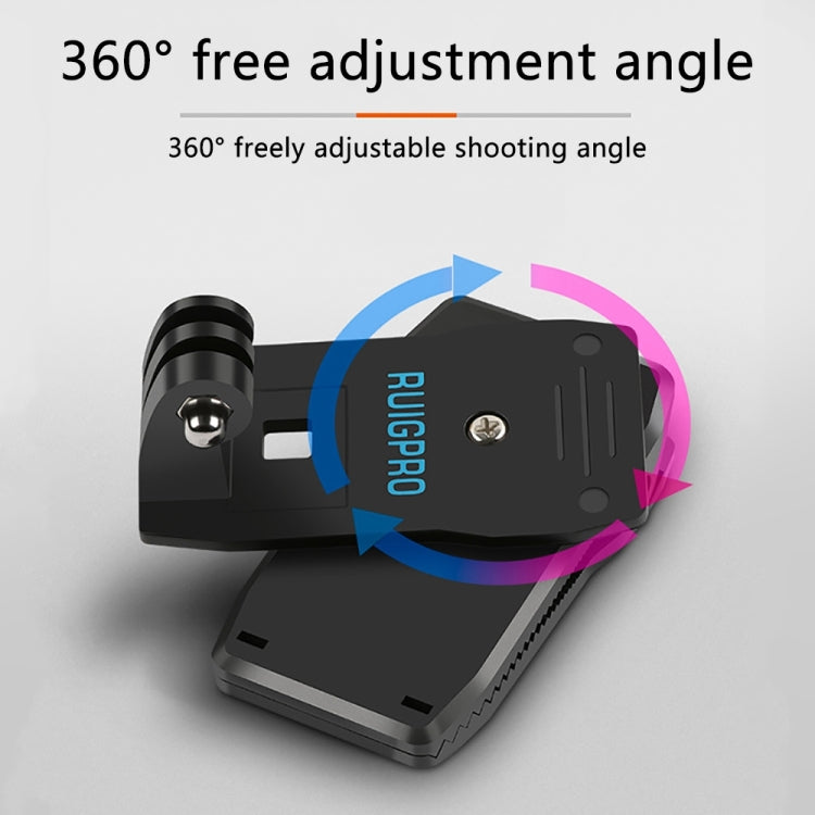 RUIGPRO 360 Degree Rotation Backpack Rec-Mounts Clip Clamp Mount + Phone Clamp for GoPro, Insta360, DJI and Other Action Cameras(Black) - Mount & Holder by RUIGPRO | Online Shopping UK | buy2fix