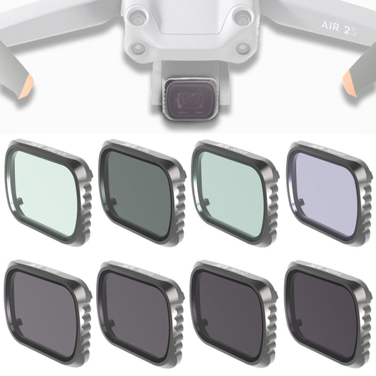 JSR KS 8 en 1 UV + CPL + ND8 + ND16 + ND32 + ND64 + STAR + NIGHT Filtre d'objectif pour DJI Air 2S, cadre en aluminium