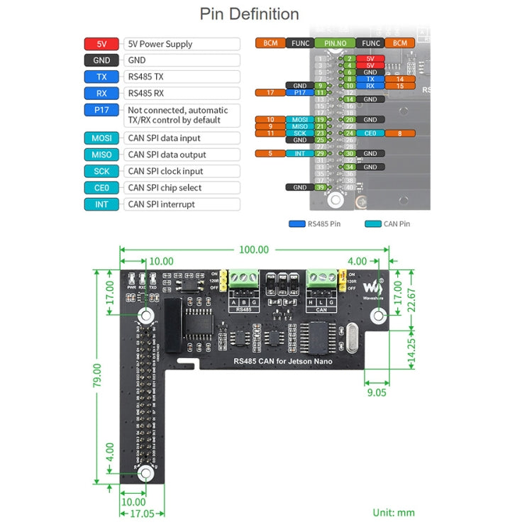 Waveshare RS485 CAN Expansion Board for Jetson Nano, Digital Isolation, Built-In Protection Circuit - Consumer Electronics by WAVESHARE | Online Shopping UK | buy2fix