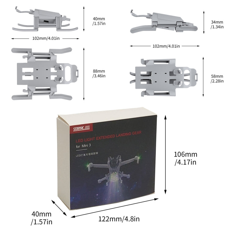 For DJI Mini 3 STARTRC LED Light Folding Anti-fall Heightened Landing Gear Training Rack (Grey) - DJI & GoPro Accessories by STARTRC | Online Shopping UK | buy2fix