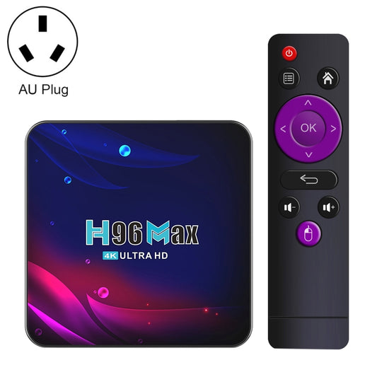 H96 Max V11 4K Smart TV BOX Android 11.0 Media Player with Remote Control, RK3318 Quad-Core 64bit Cortex-A53, RAM: 4GB, ROM: 64GB, Support Dual Band WiFi, Bluetooth, Ethernet, AU Plug by buy2fix