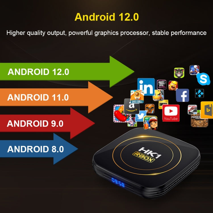 HK1 RBOX-H8S 4K Ultra HD Android 12.0 Smart TV Box with Remote Control, Allwinner H618 Quad-Core, 4GB+32GB(AU Plug) - Amlogic S905 by buy2fix | Online Shopping UK | buy2fix