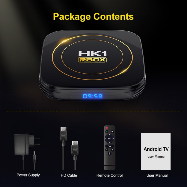 HK1 RBOX-H8S 4K Ultra HD Android 12.0 Smart TV Box with Remote Control, Allwinner H618 Quad-Core, 4GB+64GB(EU Plug) - Others by buy2fix | Online Shopping UK | buy2fix