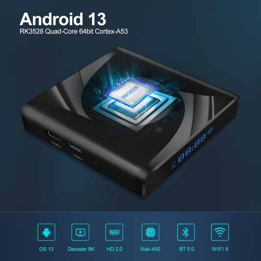 X88 Pro 13 Android 13.0 Smart TV Box with Remote Control, RK3528 Quad-Core, 4G+32GB(UK Plug) by buy2fix