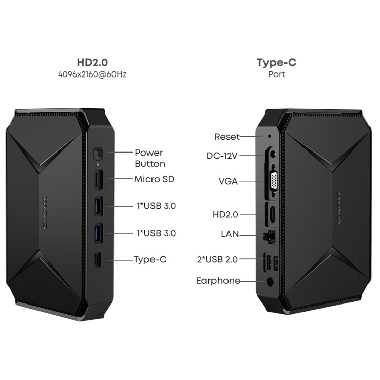 CHIWI HeroBox Mini PC, Windows 11, Intel Celeron N5100 Quad Core up to 2.8 GHz, 8GB+256GB, Support VGA, HDMI - Windows Mini PCs by CHUWI | Online Shopping UK | buy2fix