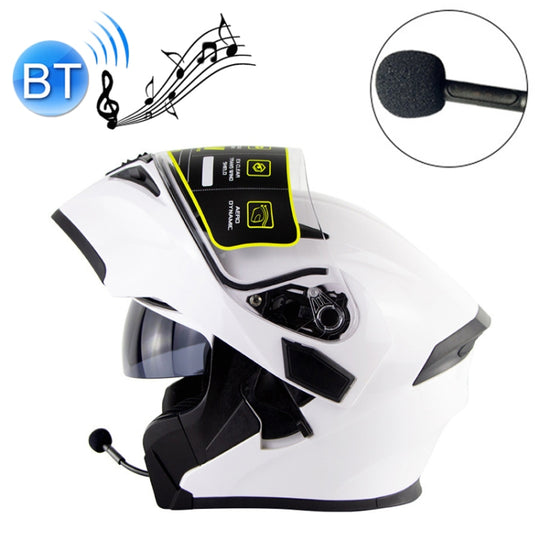 Soman 955 Skyeye Casque Bluetooth intégral/ouvert pour moto, casque intégral, prend en charge la réponse/raccrocher les appels (blanc perle)