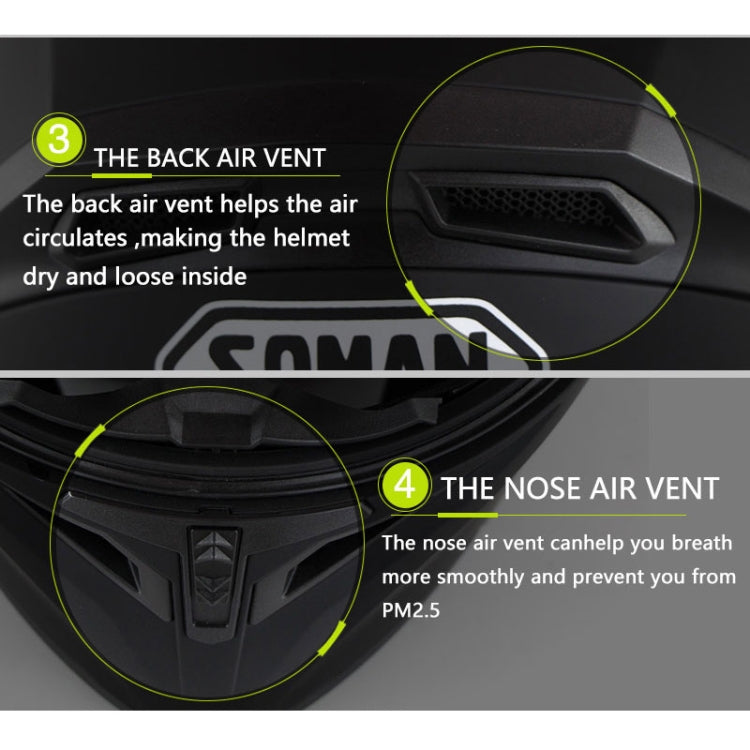 Soman 955 Skyeye Motorcycle Full / Open Face Bluetooth Helmet Headset Full Face, Supports Answer / Hang Up Calls(Black Green) -  by SOMAN | Online Shopping UK | buy2fix