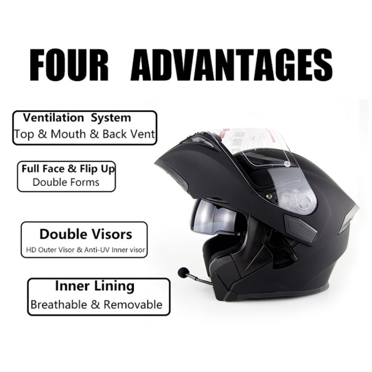 Soman 955 Skyeye Motorcycle Full / Open Face Bluetooth Helmet Headset Full Face, Supports Answer / Hang Up Calls(Matte Black) -  by SOMAN | Online Shopping UK | buy2fix