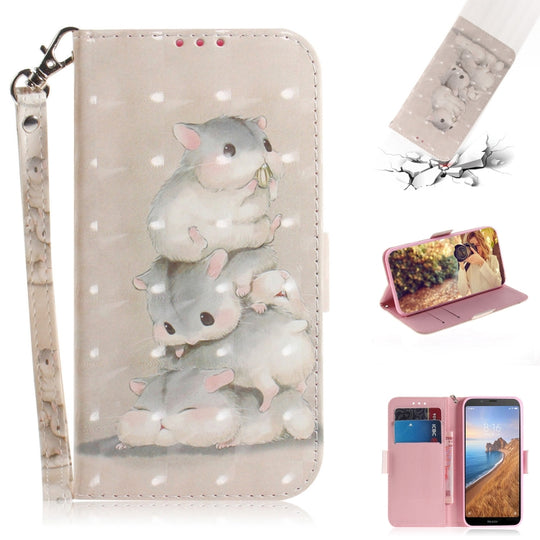3D Painting Pattern Coloured Drawing Horizontal Flip Leather Case for Xiaomi Redmi Note 7 / Note 7S, with Holder & Card Slots & Wallet(Three Squirrels)