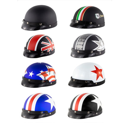 Soman Electromobile Motorcycle Half Face Helmet Retro Harley Helmet with Goggles(Matte Black French White Star) -  by SOMAN | Online Shopping UK | buy2fix