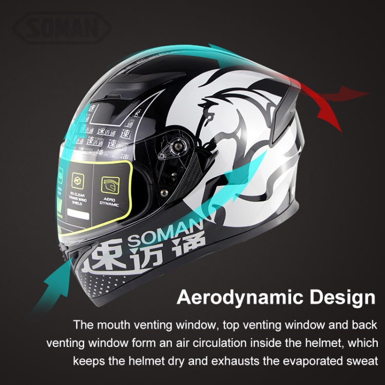 Soman SM-960 Motorcycle Electromobile Full Face Helmet Double Lens Protective Helmet(Gold with Gold Lens) -  by SOMAN | Online Shopping UK | buy2fix