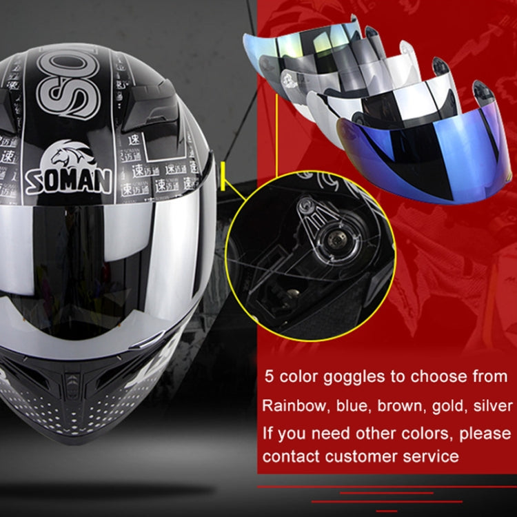 Soman SM-960 Motorcycle Electromobile Full Face Helmet Double Lens Protective Helmet(Blue with Blue Lens) -  by SOMAN | Online Shopping UK | buy2fix