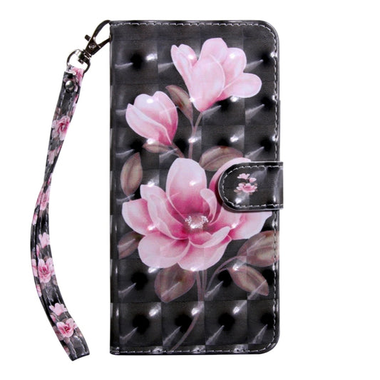 3D Coloured Drawing Pattern Horizontal Flip Leather Case with Holder & Card Slots & Wallet & Lanyard for LG K50 / Q60(Black-ground Pink Flower) by buy2fix