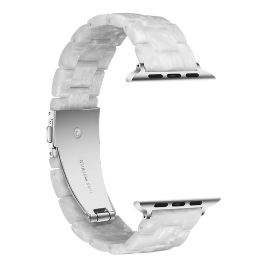 Simple Fashion Resin Watch Band for Apple Watch Series 5 & 4 44mm & Series 3 & 2 & 1 42mm(Pearl White) by buy2fix