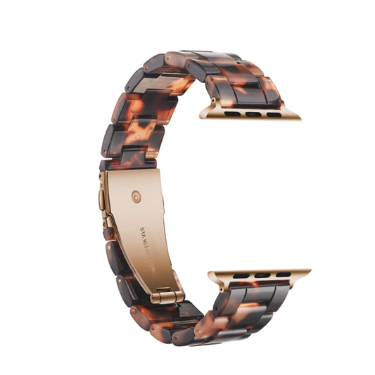 Simple Fashion Resin Watch Band for Apple Watch Series 5 & 4 44mm & Series 3 & 2 & 1 42mm(Tortoiseshell) by buy2fix