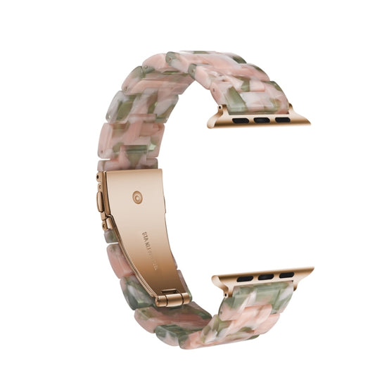 Simple Fashion Resin Watch Band for Apple Watch Series 5 & 4 44mm & Series 3 & 2 & 1 42mm(Pink Green) by buy2fix