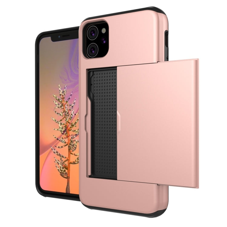 For iPhone 11 Shockproof Rugged Armor Protective Case with Card Slot (Rose Gold) by buy2fix