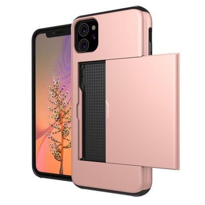 For iPhone 11 Shockproof Rugged Armor Protective Case with Card Slot (Rose Gold) by buy2fix
