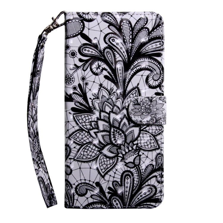 3D Painting Pattern Coloured Drawing Horizontal Flip TPU + PU Leather Case with Holder & Card Slots & Wallet, For:For Galaxy A40(Black Lace) - Galaxy Phone Cases by buy2fix | Online Shopping UK | buy2fix