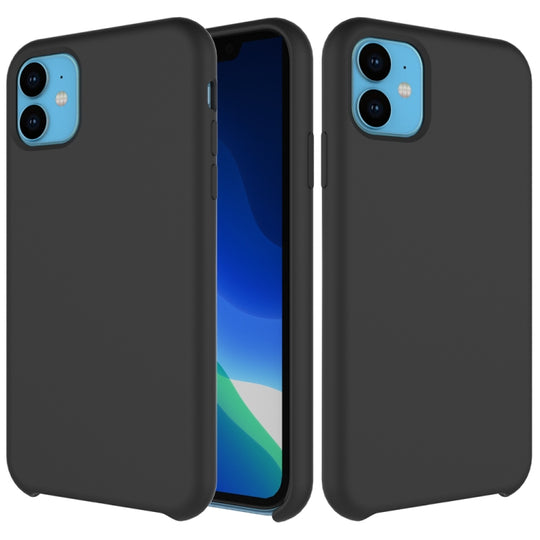 Pour iPhone 11 Coque antichoc en silicone liquide de couleur unie (noir)