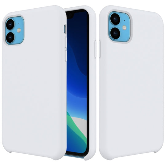 Pour iPhone 11 Coque antichoc en silicone liquide de couleur unie (blanc)