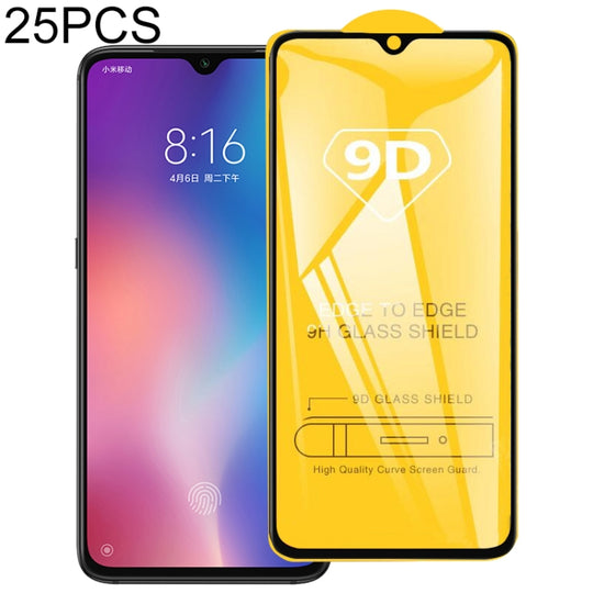 25 PCS 9D Full Glue Full Screen Tempered Glass Film For Xiaomi Mi 9