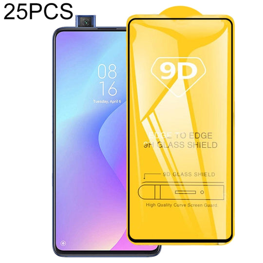 25 PCS 9D Full Glue Full Screen Tempered Glass Film For Xiaomi Mi 9T Pro