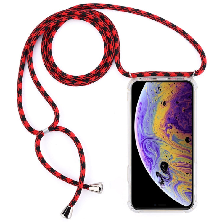 For iPhone X / XS Four-Corner Anti-Fall Trasparent TPU Mobile Phone Case With Lanyard(White) by buy2fix