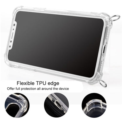 For iPhone X / XS Four-Corner Anti-Fall Trasparent TPU Mobile Phone Case With Lanyard(White) by buy2fix
