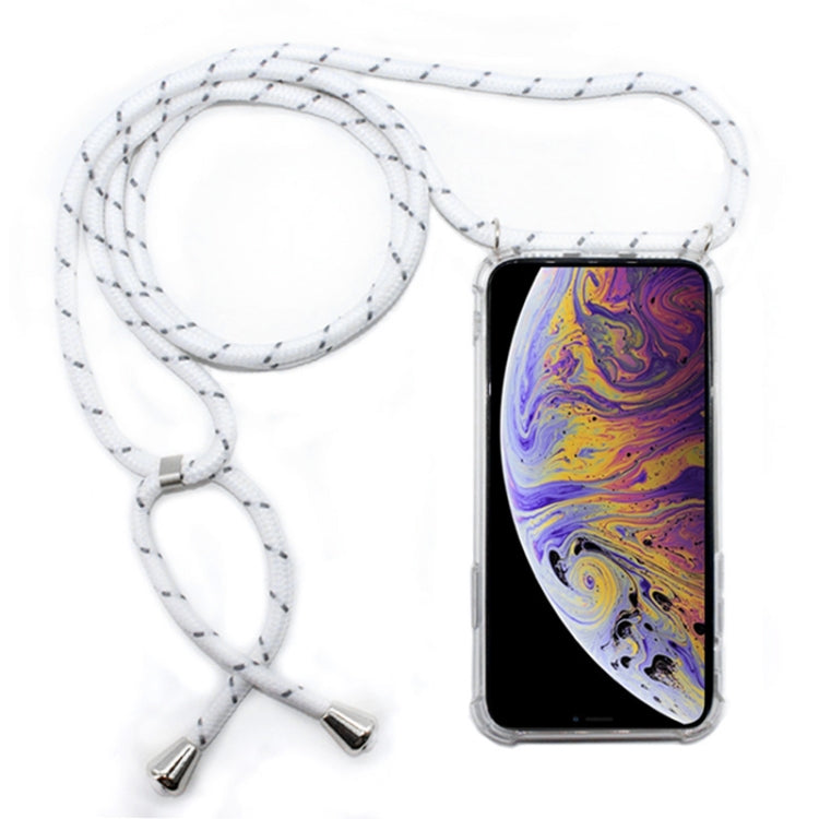 For iPhone XS Max Four-Corner Anti-Fall Transparent TPU Mobile Phone Case With Lanyard(White Grey) by buy2fix