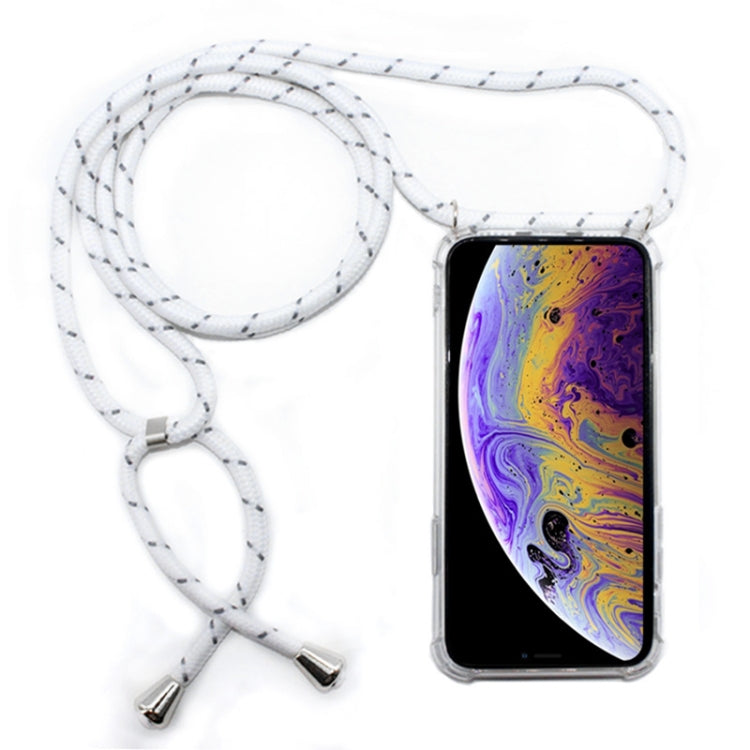 For iPhone XS Max Four-Corner Anti-Fall Transparent TPU Mobile Phone Case With Lanyard(White Grey) by buy2fix