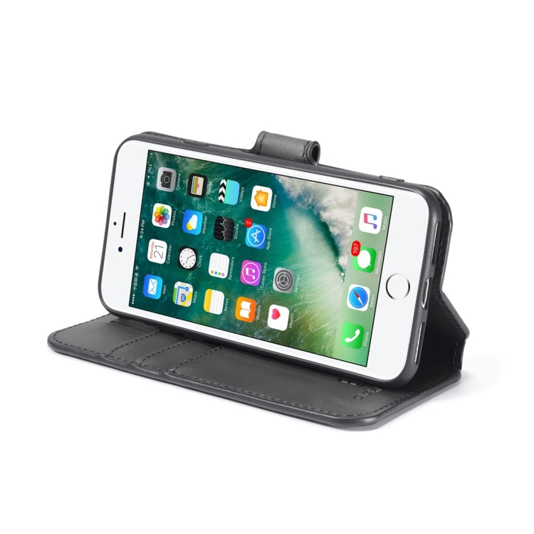 DG.MING Retro Oil Side Horizontal Flip Case with Holder & Card Slots & Wallet for iPhone 7 / 8(Black) - More iPhone Cases by DG.MING | Online Shopping UK | buy2fix