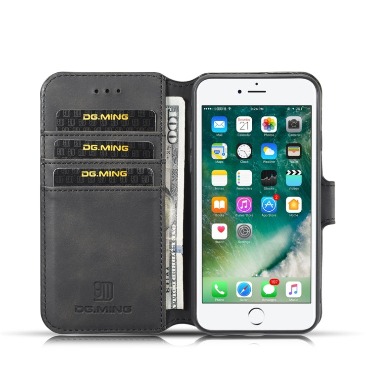 DG.MING Retro Oil Side Horizontal Flip Case with Holder & Card Slots & Wallet for iPhone 7 / 8(Black) - More iPhone Cases by DG.MING | Online Shopping UK | buy2fix