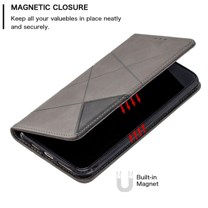 For iPhone 11 Rhombus Texture Horizontal Flip Magnetic Leather Case with Holder & Card Slots & Wallet (Grey) by buy2fix
