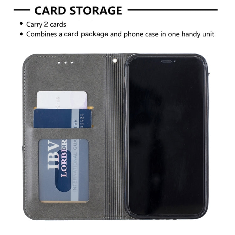 For iPhone 11 Rhombus Texture Horizontal Flip Magnetic Leather Case with Holder & Card Slots & Wallet (Grey) by buy2fix