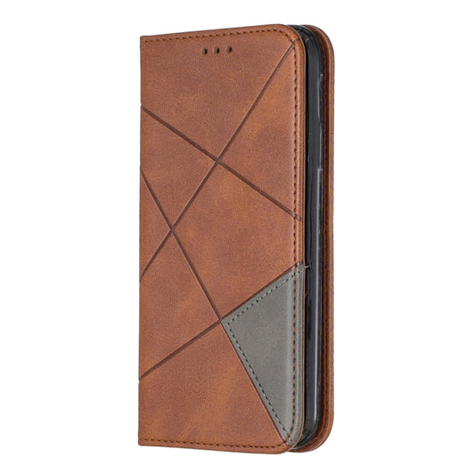 For iPhone 11 Rhombus Texture Horizontal Flip Magnetic Leather Case with Holder & Card Slots & Wallet (Brown) by buy2fix
