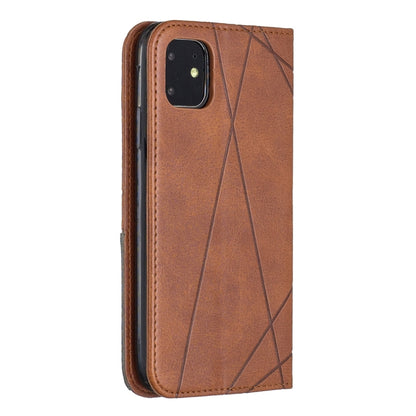 For iPhone 11 Rhombus Texture Horizontal Flip Magnetic Leather Case with Holder & Card Slots & Wallet (Brown) by buy2fix