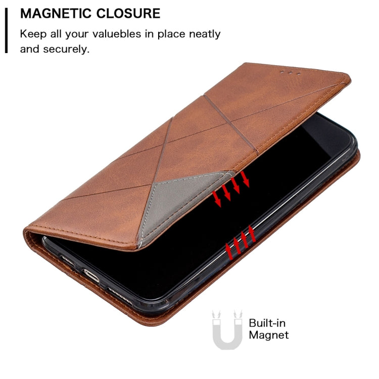 For iPhone 11 Rhombus Texture Horizontal Flip Magnetic Leather Case with Holder & Card Slots & Wallet (Brown) by buy2fix