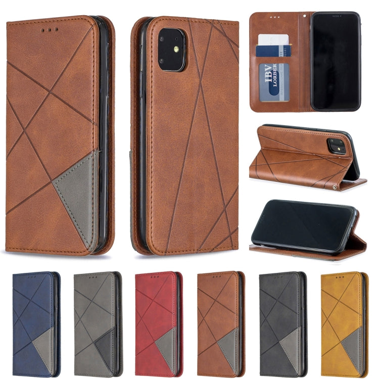 For iPhone 11 Rhombus Texture Horizontal Flip Magnetic Leather Case with Holder & Card Slots & Wallet (Brown) by buy2fix