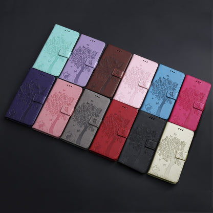 For iPhone 11 Pro Max Tree & Cat Pattern Pressed Printing Horizontal Flip PU Leather Case with Holder & Card Slots & Wallet & Lanyard (Gold) by buy2fix