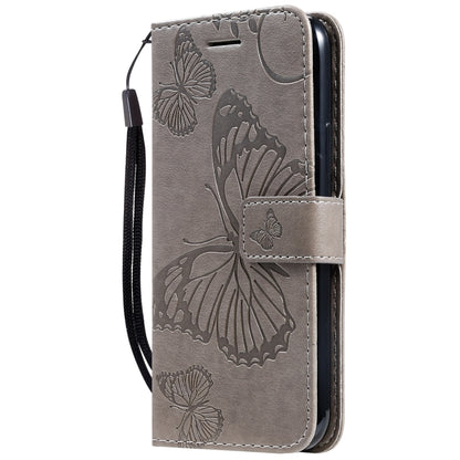 For iPhone 11 Pro Pressed Printing Butterfly Pattern Horizontal Flip PU Leather Case with Holder & Card Slots & Wallet & Lanyard (Grey) by buy2fix