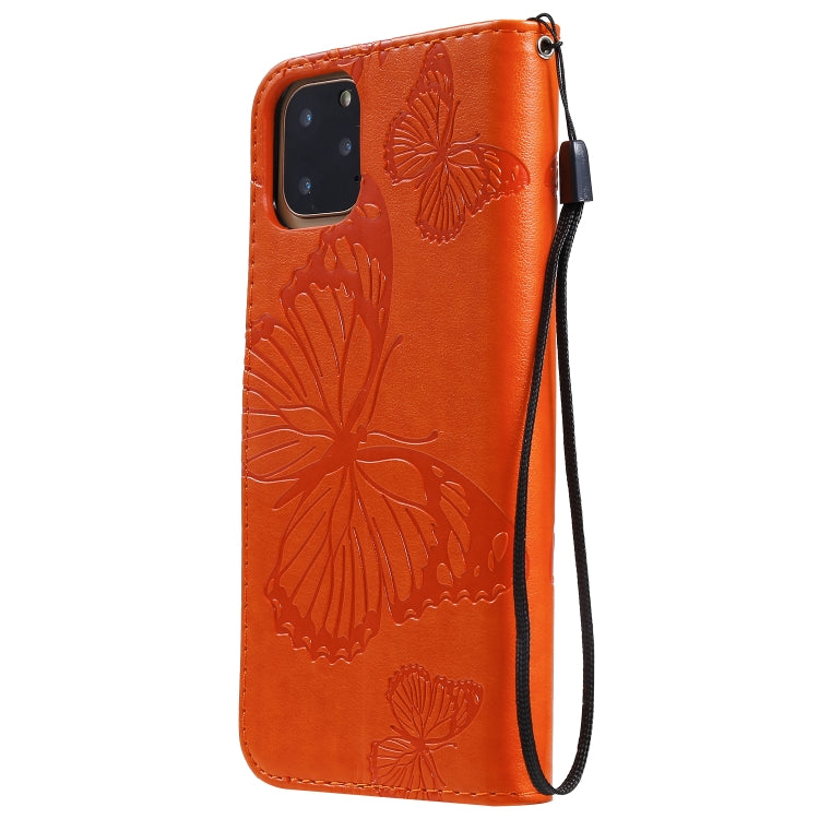 For iPhone 11 Pro Pressed Printing Butterfly Pattern Horizontal Flip PU Leather Case with Holder & Card Slots & Wallet & Lanyard (Orange) by buy2fix