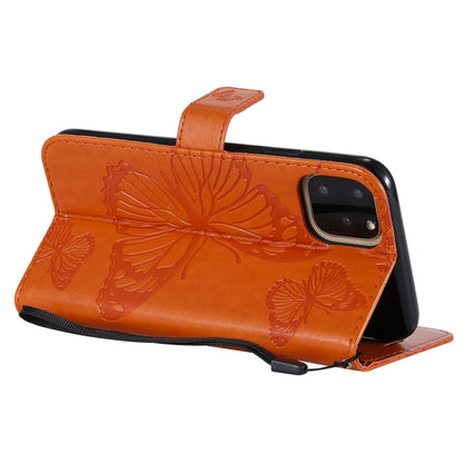 For iPhone 11 Pro Pressed Printing Butterfly Pattern Horizontal Flip PU Leather Case with Holder & Card Slots & Wallet & Lanyard (Orange) by buy2fix