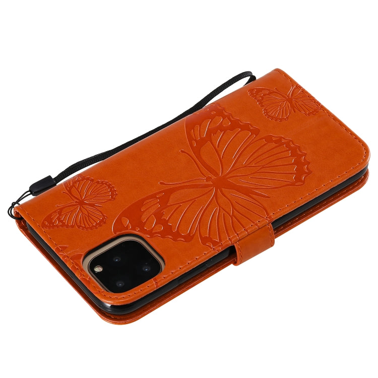 For iPhone 11 Pro Pressed Printing Butterfly Pattern Horizontal Flip PU Leather Case with Holder & Card Slots & Wallet & Lanyard (Orange) by buy2fix
