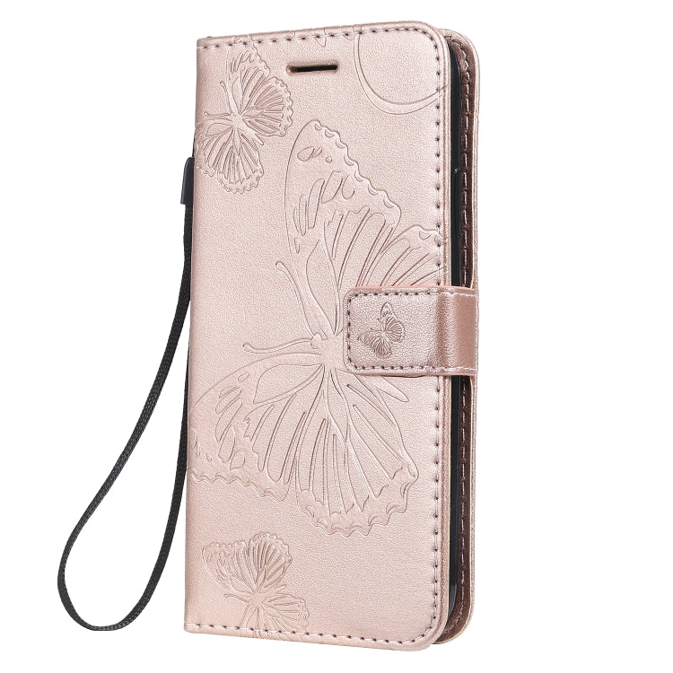 For iPhone 11 Pressed Printing Butterfly Pattern Horizontal Flip PU Leather Case with Holder & Card Slots & Wallet & Lanyard (Rose Gold) by buy2fix