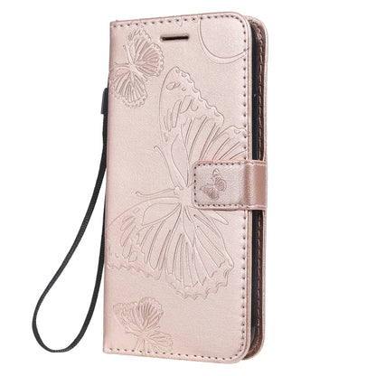 For iPhone 11 Pressed Printing Butterfly Pattern Horizontal Flip PU Leather Case with Holder & Card Slots & Wallet & Lanyard (Rose Gold) by buy2fix
